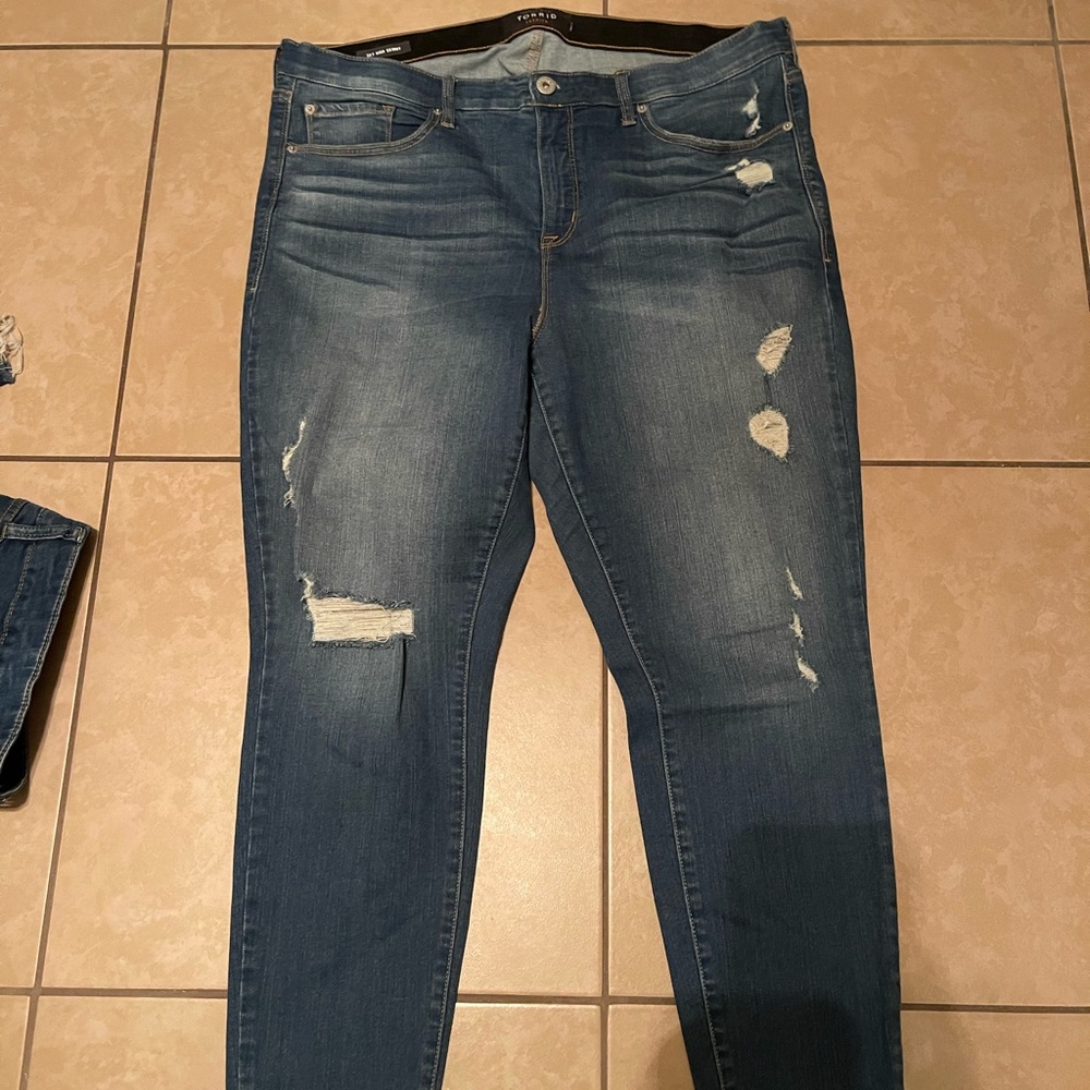 Torrid Distressed Skinny Jeans in Blue